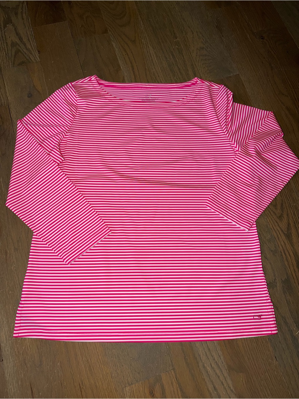 Vineyard Vines Pink Striped 3/4 Sleeve Top Quick Dry Women’s Large